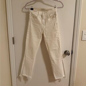 MOTHER The Insider Crop Step Fray Jeans in white Size 24